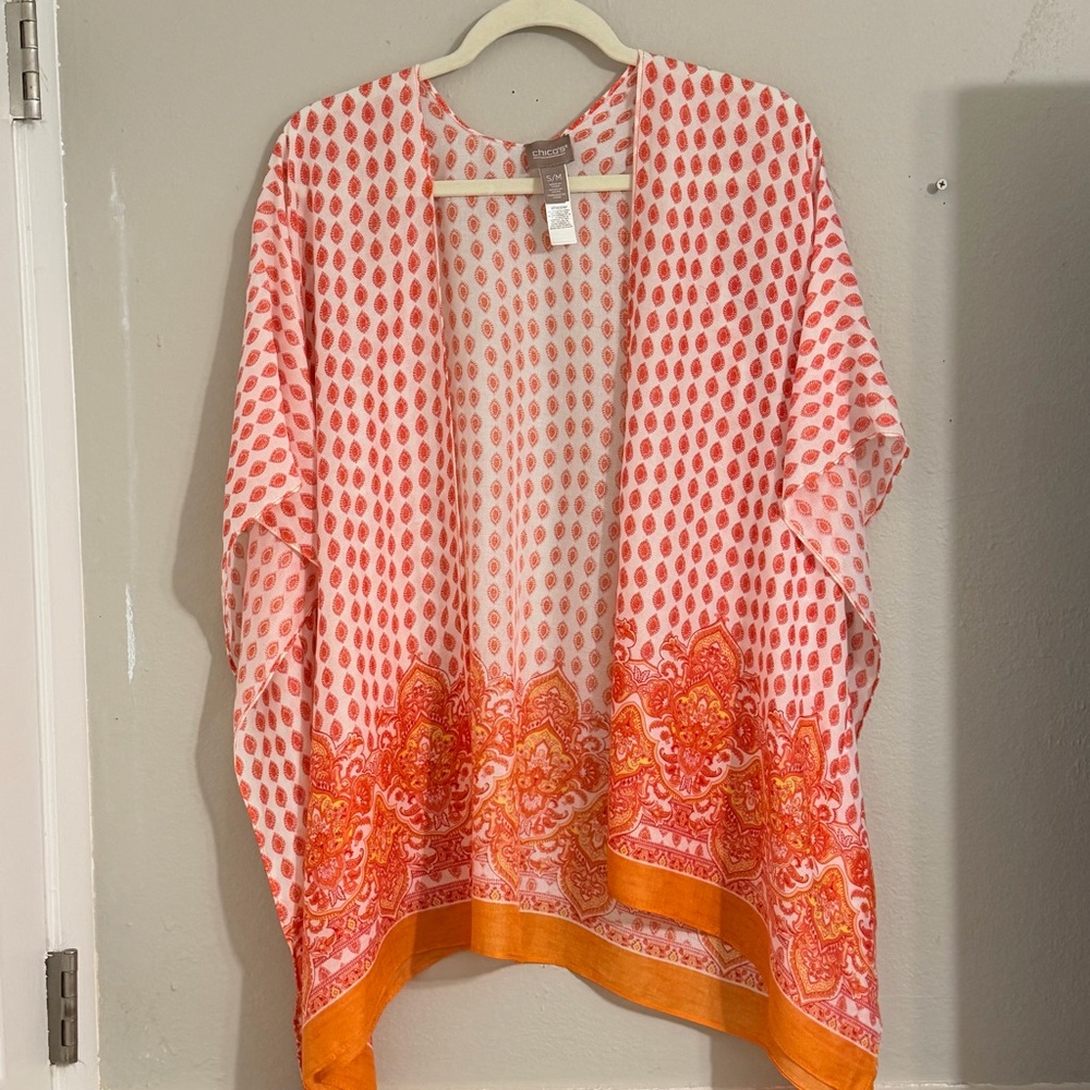 Chico's Orange and Red Patterned Tunic